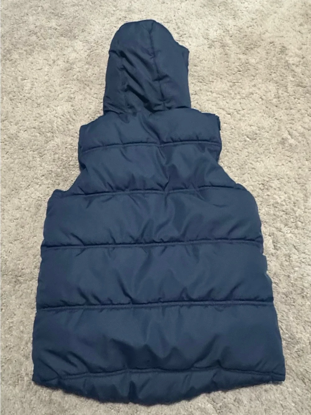 Boys Gymboree Navy Puffer Hooded Vest with Plaid Lining size 8